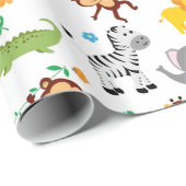 かわいいサファリの動物の子供部屋パターン ラッピングペーパー (ロールコーナー)