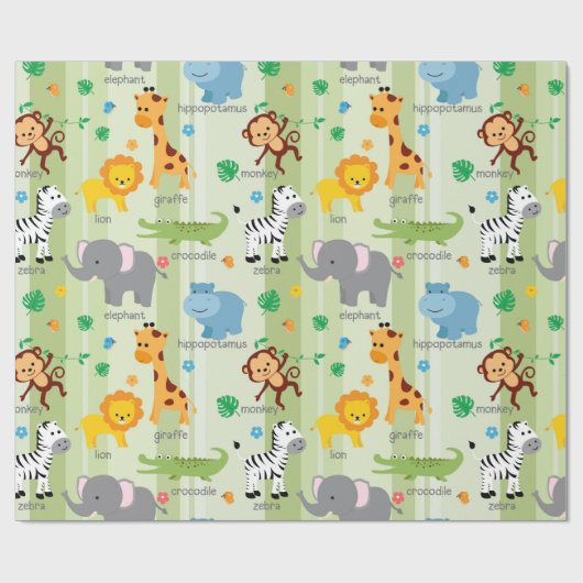 かわいいサファリの動物の子供部屋パターン ラッピングペーパー (フラット)