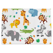 かわいいサファリの動物の子供部屋パターン ラージペーパーバッグ (正面)
