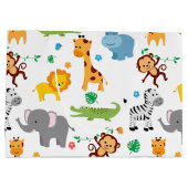 かわいいサファリの動物の子供部屋パターン ラージペーパーバッグ (裏面)