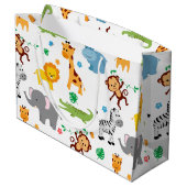 かわいいサファリの動物の子供部屋パターン ラージペーパーバッグ (裏面アングル)