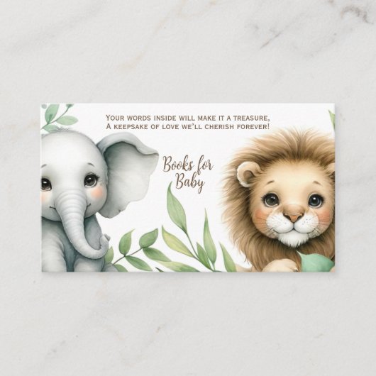 かわいいサファリの動物の本ベビー エンクロージャーカード (正面)