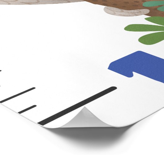 かわいいサファリの動物の漫画の成長チャート ポスター (角)