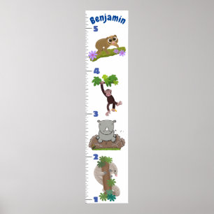 かわいいサファリの動物の漫画の成長チャート ポスター