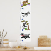 かわいいサファリの動物の漫画の成長チャート ポスター (キッチン)
