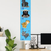 かわいいサファリの動物の漫画の成長チャート ポスター (ホームオフィス)