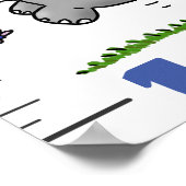 かわいいサファリの動物の漫画の成長チャート ポスター (角)