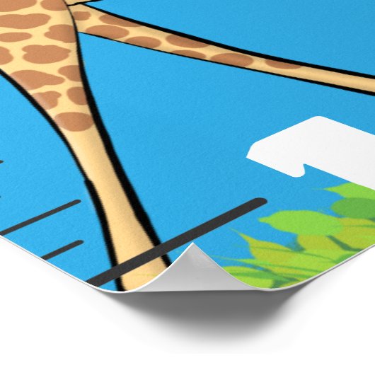 かわいいサファリの動物の漫画の成長チャート ポスター (角)