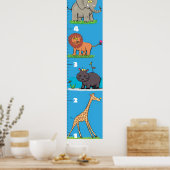 かわいいサファリの動物の漫画の成長チャート ポスター (キッチン)