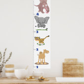 かわいいサファリの動物の漫画 ポスター (キッチン)