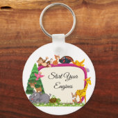 かわいいサファリの動物の緑の赤ちゃんシャワー キーホルダー (正面)