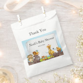 かわいいサファリの動物の緑の赤ちゃんシャワー フェイバーバッグ (クリップ留めされた状態)