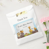 かわいいサファリの動物の緑の赤ちゃんシャワー フェイバーバッグ (封をした状態)