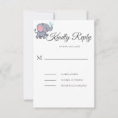 かわいいサファリの動物の緑の赤ちゃんシャワー 出欠カード (正面)