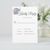 かわいいサファリの動物の緑の赤ちゃんシャワー 出欠カード (スタンド正面)