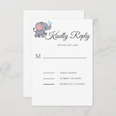 かわいいサファリの動物の緑の赤ちゃんシャワー 出欠カード (正面/裏面)