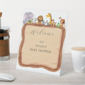 かわいいサファリの動物の緑の赤ちゃんシャワー 台座サイン (インサイチュ)