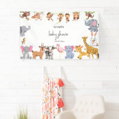 かわいいサファリの動物の緑の赤ちゃんシャワー 横断幕 (インサイチュ)