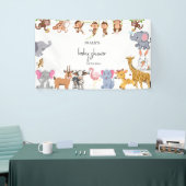 かわいいサファリの動物の緑の赤ちゃんシャワー 横断幕 (トレードショー)