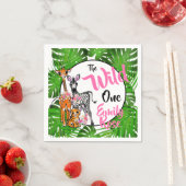 かわいいサファリの動物の誕生日1日 |ジャングル動物 スタンダードカクテルナプキン (インサイチュ)