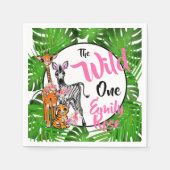 かわいいサファリの動物の誕生日1日 |ジャングル動物 スタンダードカクテルナプキン (正面)