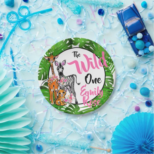 かわいいサファリの動物の誕生日1日 |ジャングル動物 ペーパープレート (パーティー)