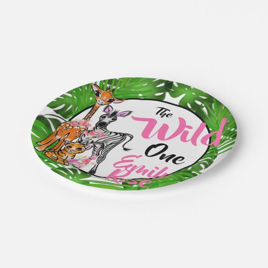 かわいいサファリの動物の誕生日1日 |ジャングル動物 ペーパープレート (アングル)