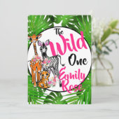 かわいいサファリの動物の誕生日1日 |ジャングル動物 招待状 (スタンド正面)