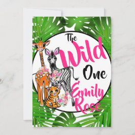 かわいいサファリの動物の誕生日1日 |ジャングル動物 招待状