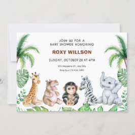 かわいいサファリの動物の赤ちゃんシャワー 招待状