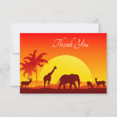 かわいいサファリの動物の追加文字 サンキューカード (正面)