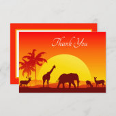 かわいいサファリの動物の追加文字 サンキューカード (正面/裏面)
