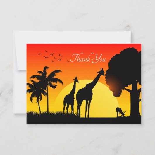 かわいいサファリの動物の追加文字  サンキューカード (正面)