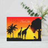 かわいいサファリの動物の追加文字 サンキューカード (スタンド正面)