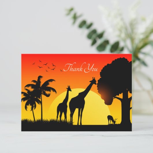 かわいいサファリの動物の追加文字 サンキューカード (スタンド正面)