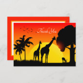 かわいいサファリの動物の追加文字 サンキューカード (正面/裏面)