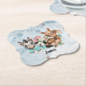 かわいいサファリの動物の青いジャングル子供へ ペーパーコースター (アングル)