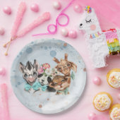 かわいいサファリの動物の青いジャングル子供へ ペーパープレート (パーティー)