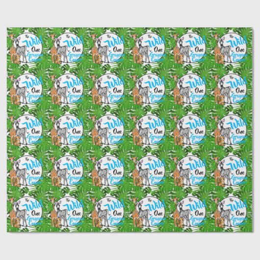 かわいいサファリの動物1st誕生日ワイルドワン ラッピングペーパー (フラット)