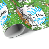 かわいいサファリの動物1st誕生日ワイルドワン ラッピングペーパー (ロールコーナー)