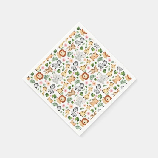 かわいいサファリの動物 スタンダードカクテルナプキン (角)