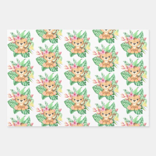 かわいいサファリの動物 ラッピングペーパーシート (正面3)