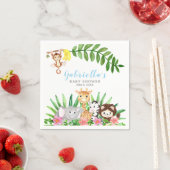 かわいいサファリの動物 |青い男の赤ちゃんシャワー スタンダードカクテルナプキン (インサイチュ)