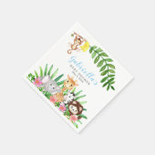 かわいいサファリの動物 |青い男の赤ちゃんシャワー スタンダードカクテルナプキン (角)