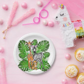 かわいいサファリの友人、キリン、ゼブラ、トラ ペーパープレート (パーティー)