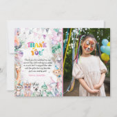 かわいいサファリの子供の写真の誕生日お礼カード サンキューカード (正面)