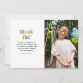 かわいいサファリの子供の写真誕生日感謝カード サンキューカード (正面)