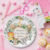 かわいいサファリの緑のジャングルベビーアニマルシャワー ペーパープレート (パーティー)