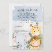 かわいいサファリの赤ちゃんパーソナライズされたシャワー 招待状 (正面)