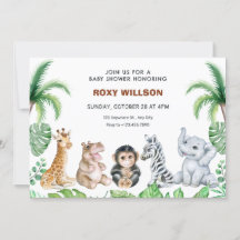 かわいいサファリの赤ちゃん動物のベビーシャワー